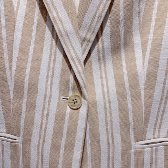 NWT Calvin Klein cotton blend jacket blazer striped tan/white women size 6 - Picture 7 of 10